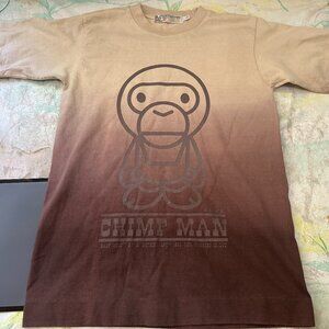 Vintage Abathingape Bape x Mad Doc Chimp Man Women's Brown T Shirt Size Small